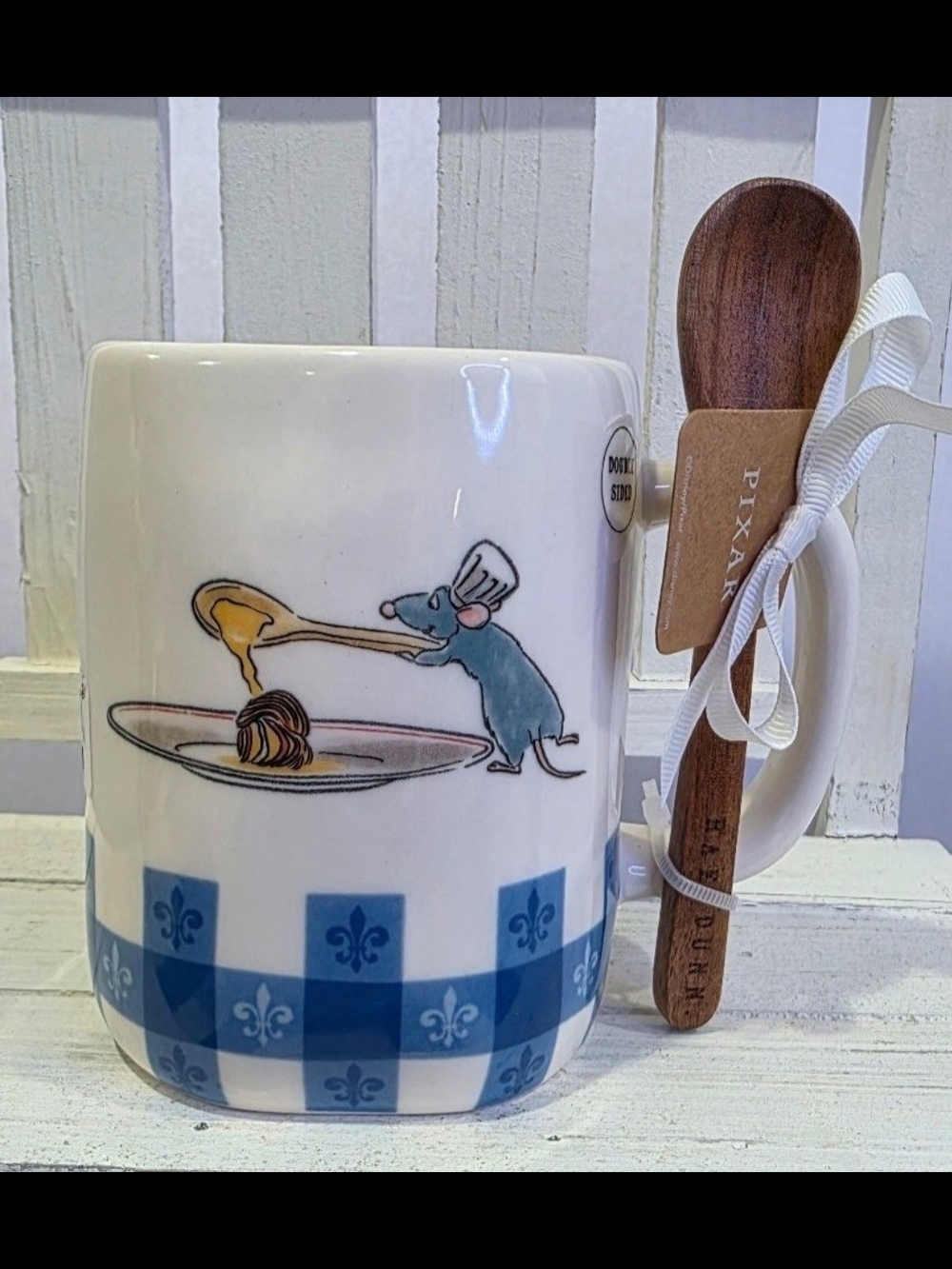 ♥️ New! Rae Dunn Pixar Ratatouille "Chef Remy" Mug & Wooden Spoon Set.